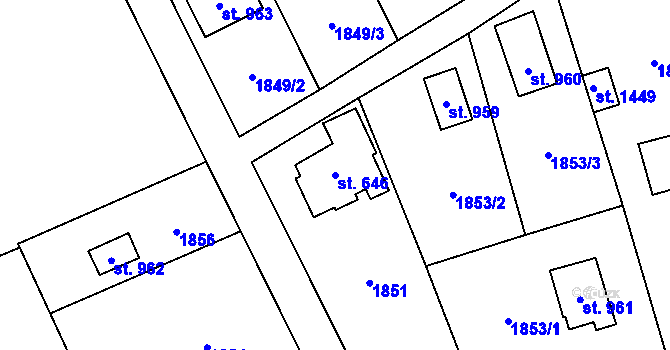 Parcela st. 646 v KÚ Čerčany, Katastrální mapa