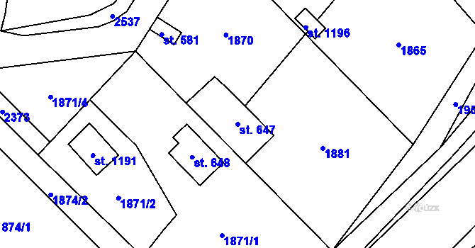 Parcela st. 647 v KÚ Čerčany, Katastrální mapa
