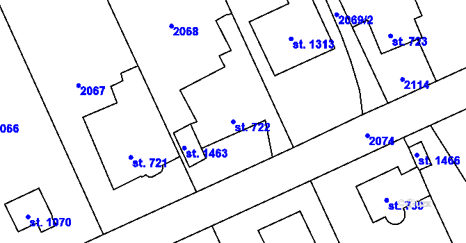 Parcela st. 722 v KÚ Čerčany, Katastrální mapa