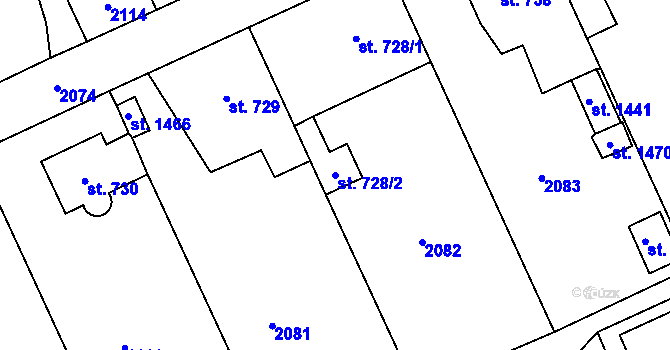 Parcela st. 728/2 v KÚ Čerčany, Katastrální mapa