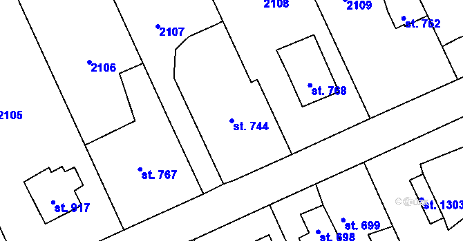 Parcela st. 744 v KÚ Čerčany, Katastrální mapa