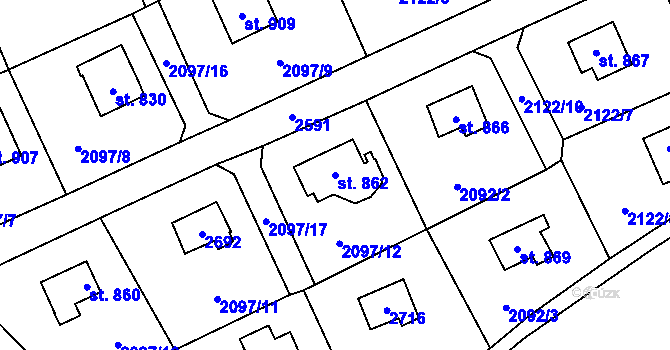 Parcela st. 862 v KÚ Čerčany, Katastrální mapa