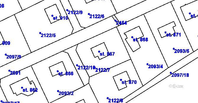 Parcela st. 867 v KÚ Čerčany, Katastrální mapa