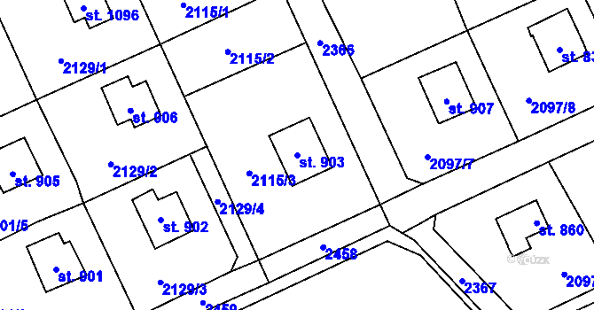 Parcela st. 903 v KÚ Čerčany, Katastrální mapa