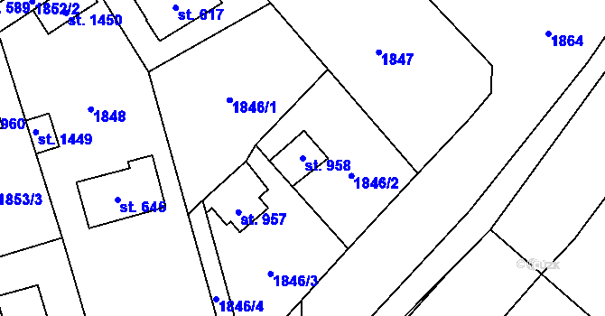 Parcela st. 958 v KÚ Čerčany, Katastrální mapa