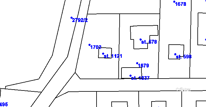 Parcela st. 1121 v KÚ Čerčany, Katastrální mapa