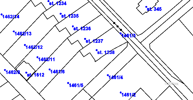 Parcela st. 1238 v KÚ Čerčany, Katastrální mapa