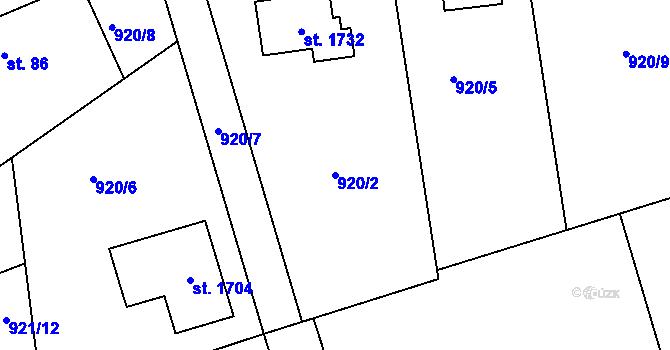 Parcela st. 920/2 v KÚ Čerčany, Katastrální mapa