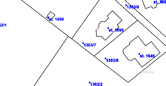 Parcela st. 1363/7 v KÚ Čerčany, Katastrální mapa