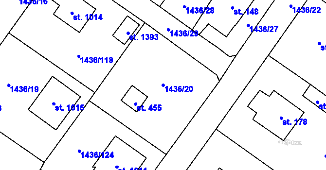 Parcela st. 1436/20 v KÚ Čerčany, Katastrální mapa