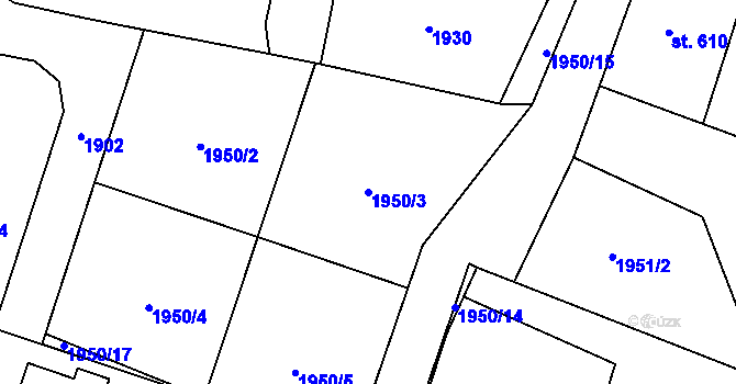 Parcela st. 1950/3 v KÚ Čerčany, Katastrální mapa