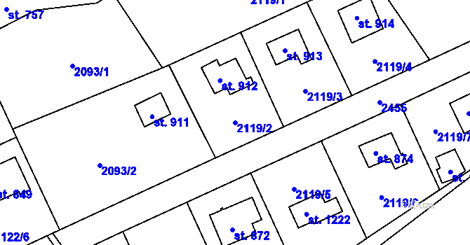 Parcela st. 2119/2 v KÚ Čerčany, Katastrální mapa