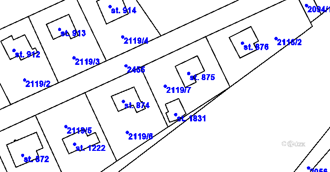 Parcela st. 2119/7 v KÚ Čerčany, Katastrální mapa