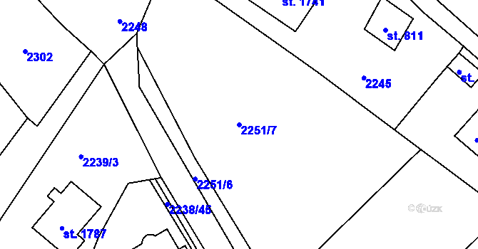 Parcela st. 2251/7 v KÚ Čerčany, Katastrální mapa