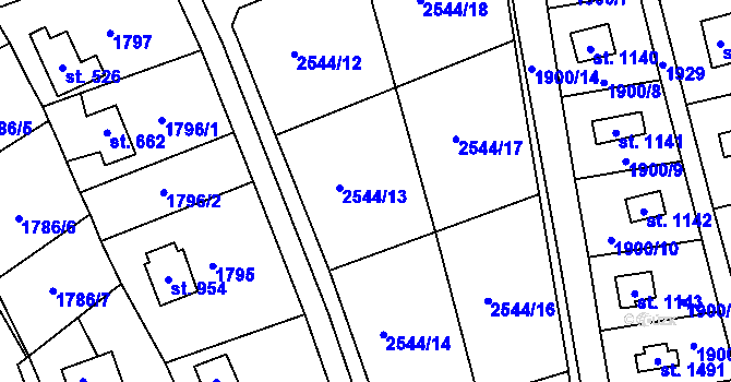 Parcela st. 2544 v KÚ Čerčany, Katastrální mapa