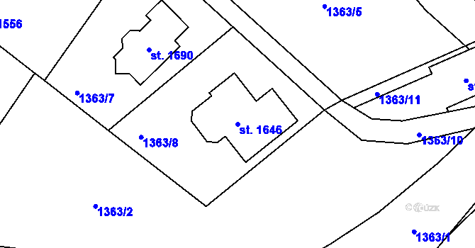 Parcela st. 1646 v KÚ Čerčany, Katastrální mapa