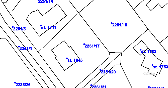 Parcela st. 2251/17 v KÚ Čerčany, Katastrální mapa