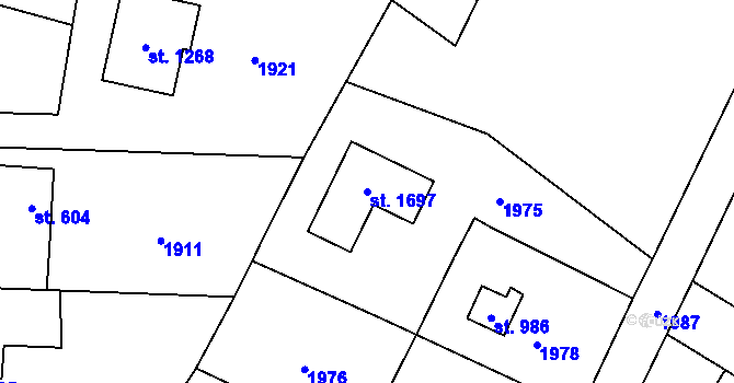 Parcela st. 1697 v KÚ Čerčany, Katastrální mapa