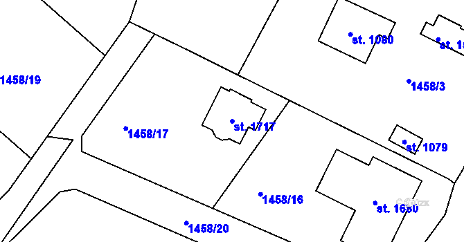 Parcela st. 1717 v KÚ Čerčany, Katastrální mapa