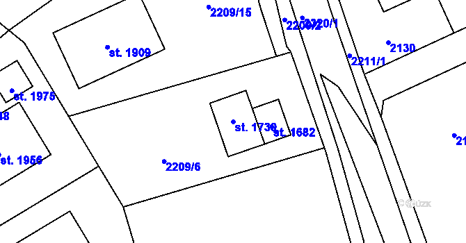 Parcela st. 1739 v KÚ Čerčany, Katastrální mapa
