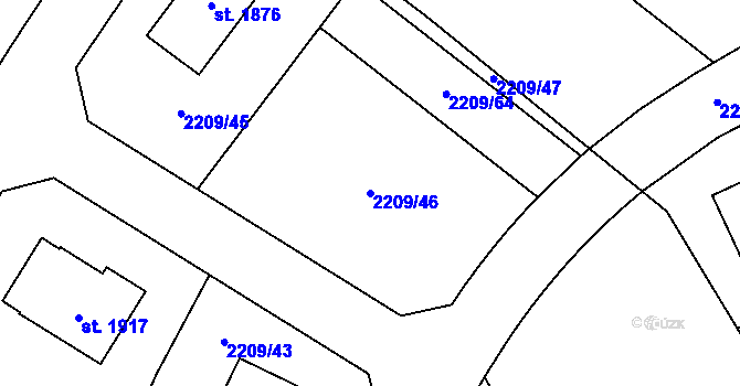 Parcela st. 2209/46 v KÚ Čerčany, Katastrální mapa