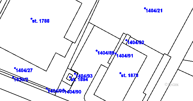 Parcela st. 1404/89 v KÚ Čerčany, Katastrální mapa