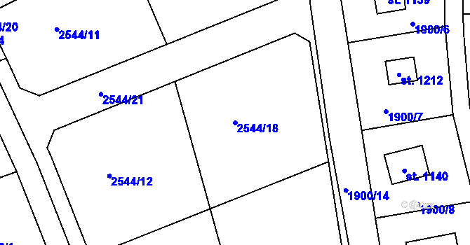 Parcela st. 2544/18 v KÚ Čerčany, Katastrální mapa