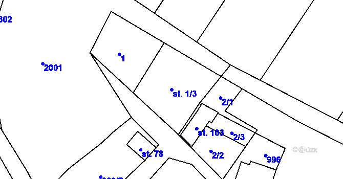 Parcela st. 1/3 v KÚ Čermákovice, Katastrální mapa
