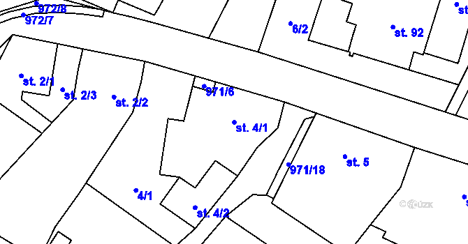 Parcela st. 4/1 v KÚ Čermákovice, Katastrální mapa