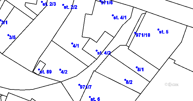 Parcela st. 4/2 v KÚ Čermákovice, Katastrální mapa