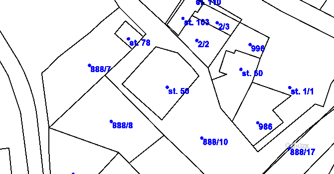 Parcela st. 50 v KÚ Čermákovice, Katastrální mapa