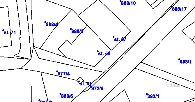 Parcela st. 58 v KÚ Čermákovice, Katastrální mapa
