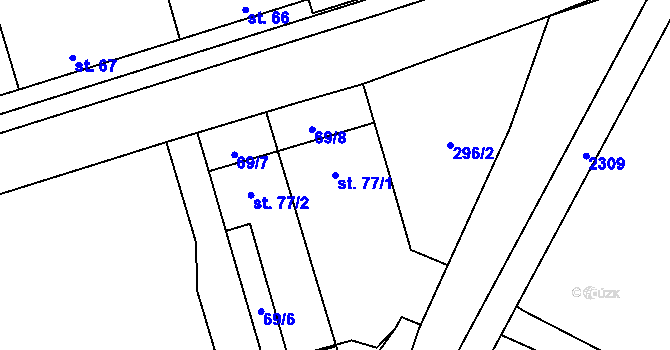 Parcela st. 77/1 v KÚ Čermákovice, Katastrální mapa