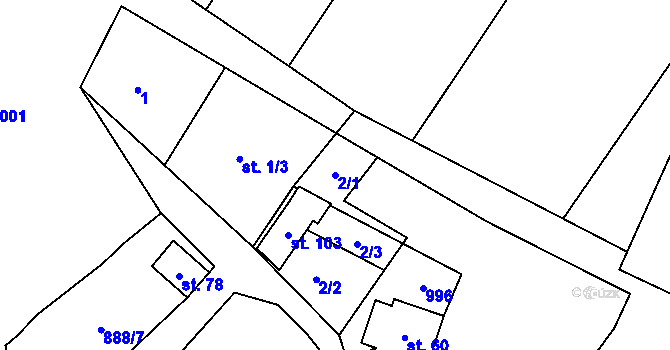 Parcela st. 2/1 v KÚ Čermákovice, Katastrální mapa