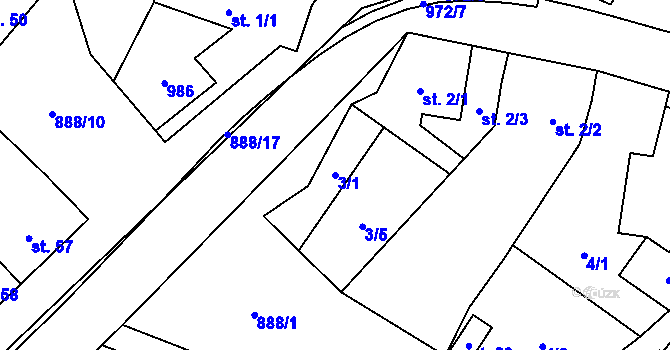 Parcela st. 3/1 v KÚ Čermákovice, Katastrální mapa