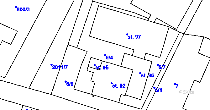 Parcela st. 6/4 v KÚ Čermákovice, Katastrální mapa