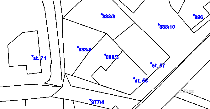 Parcela st. 888/3 v KÚ Čermákovice, Katastrální mapa