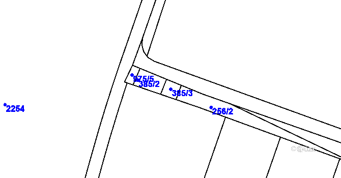 Parcela st. 385/3 v KÚ Čermákovice, Katastrální mapa