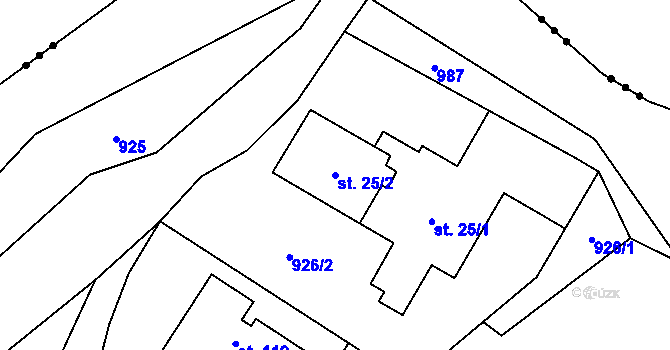 Parcela st. 25/2 v KÚ Čermákovice, Katastrální mapa