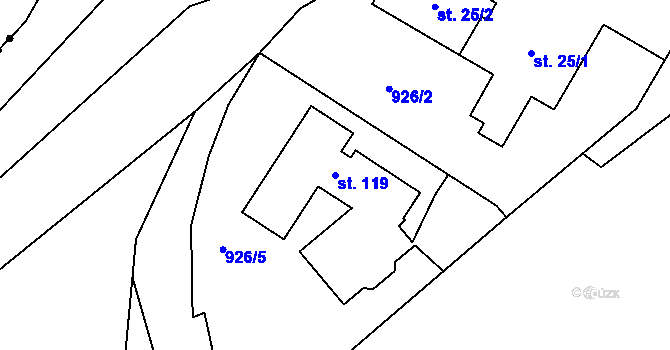 Parcela st. 119 v KÚ Čermákovice, Katastrální mapa