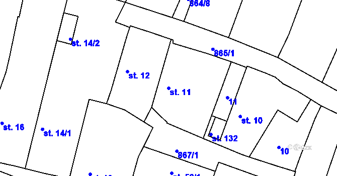 Parcela st. 11 v KÚ Čermná u Staňkova, Katastrální mapa