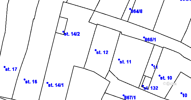 Parcela st. 12 v KÚ Čermná u Staňkova, Katastrální mapa