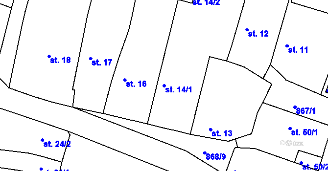 Parcela st. 14/1 v KÚ Čermná u Staňkova, Katastrální mapa