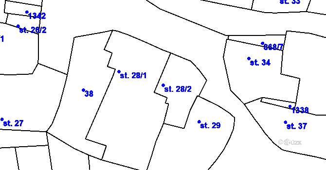 Parcela st. 28/2 v KÚ Čermná u Staňkova, Katastrální mapa