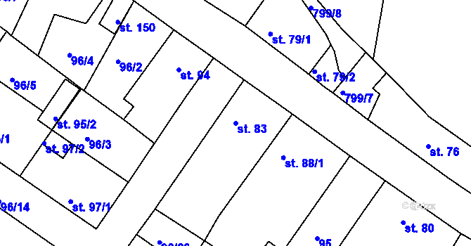 Parcela st. 83 v KÚ Čermná u Staňkova, Katastrální mapa