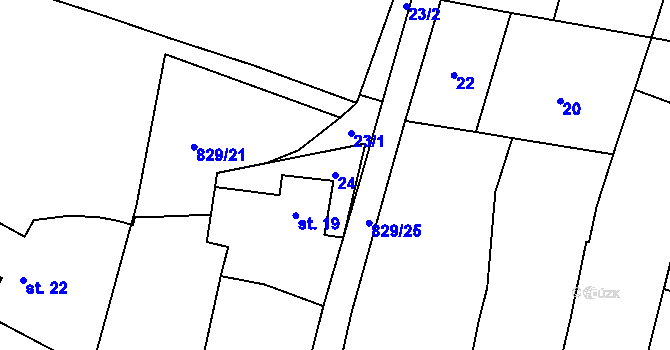 Parcela st. 24 v KÚ Čermná u Staňkova, Katastrální mapa