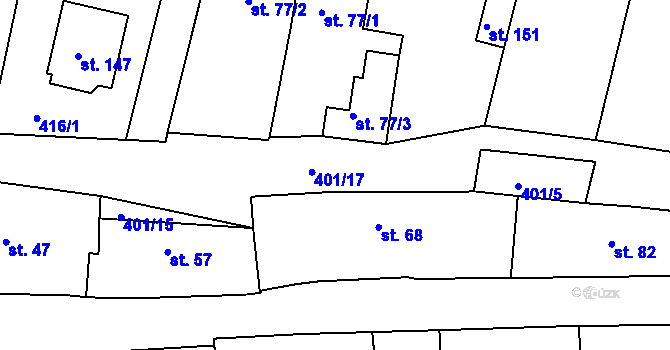 Parcela st. 401/3 v KÚ Čermná u Staňkova, Katastrální mapa