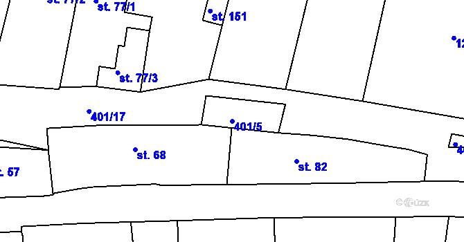 Parcela st. 401/5 v KÚ Čermná u Staňkova, Katastrální mapa