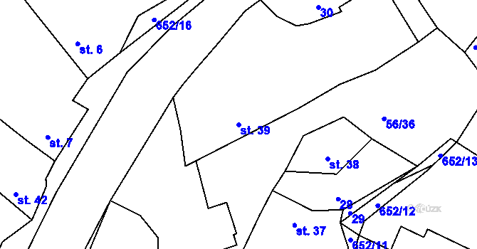 Parcela st. 39 v KÚ Poděvousy, Katastrální mapa