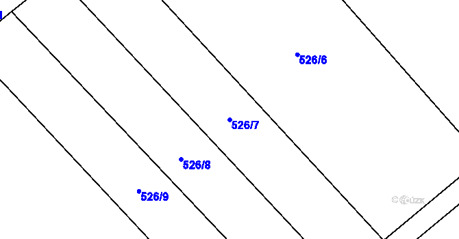 Parcela st. 526/7 v KÚ Poděvousy, Katastrální mapa